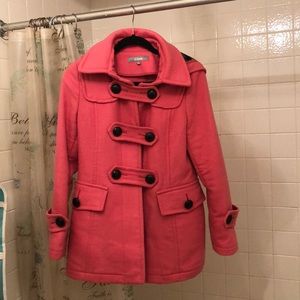 Hot pink wool-blended coat
